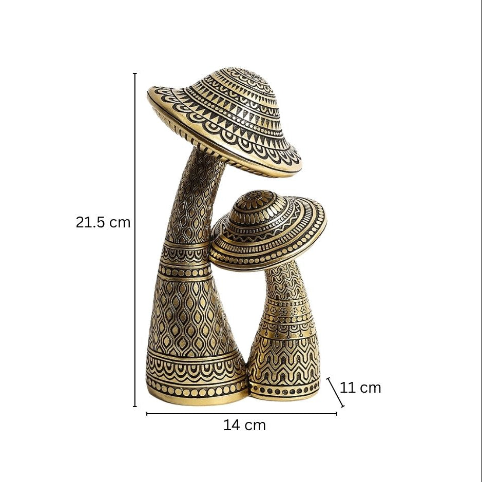 Duo Mushroom Decorative Sculpture - Black Gold