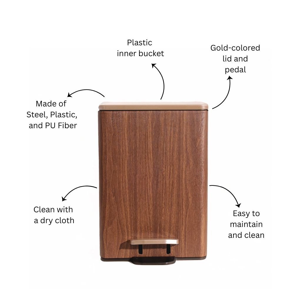 Duos Textured Pedal Bin 12L - Wood