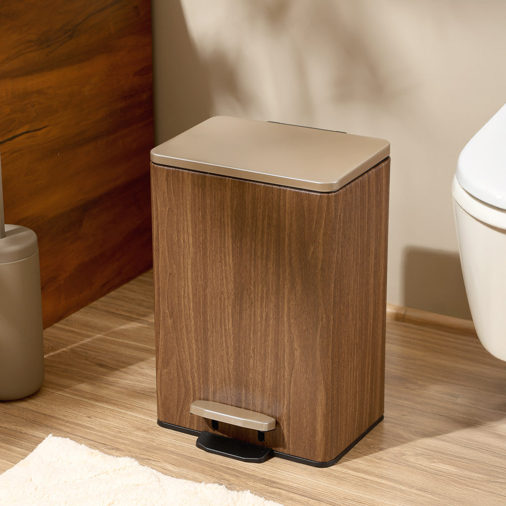 Duos Textured Pedal Bin 12L - Wood