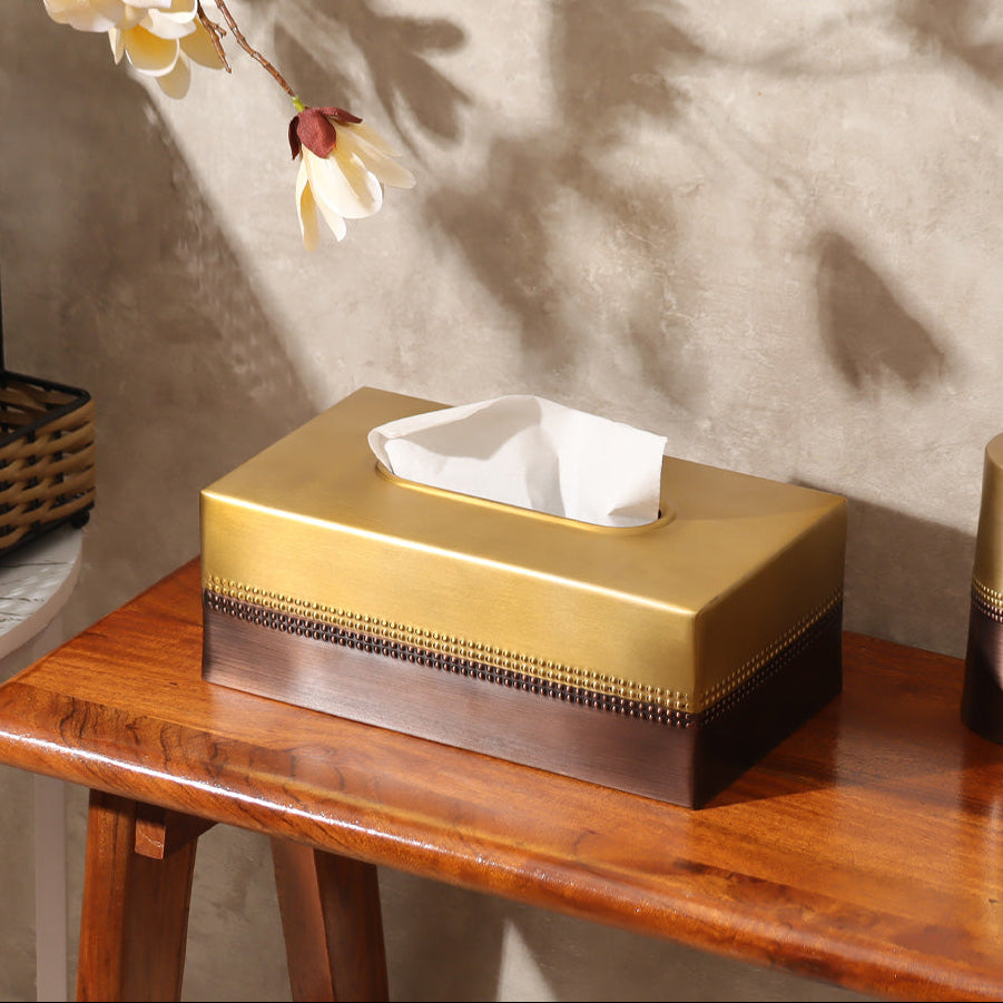 Duplo Tissue Box Cover - Gold Bronze