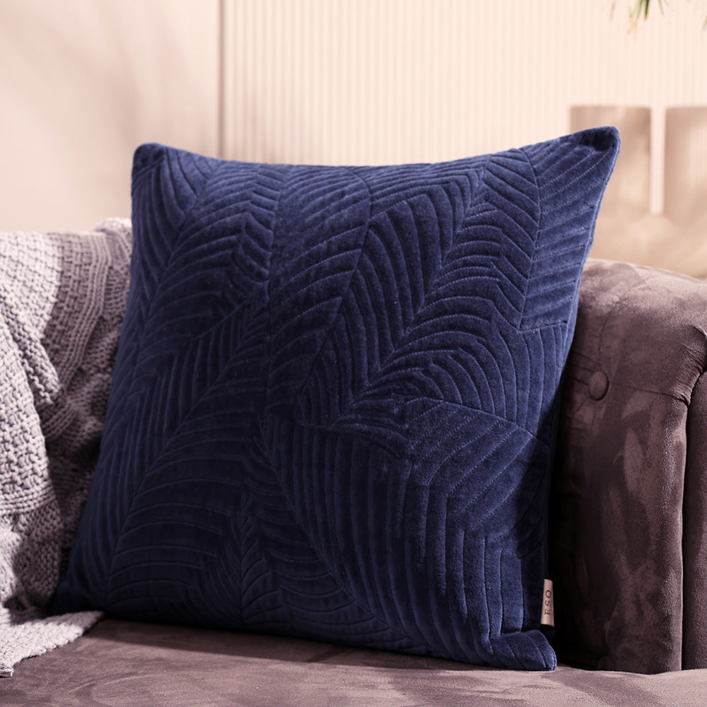 Elm Quilted Cushion Cover 45x45cm - Navy Blue