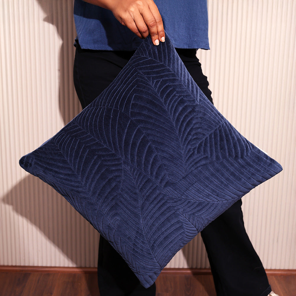 Elm Quilted Cushion Cover 45x45cm - Navy Blue