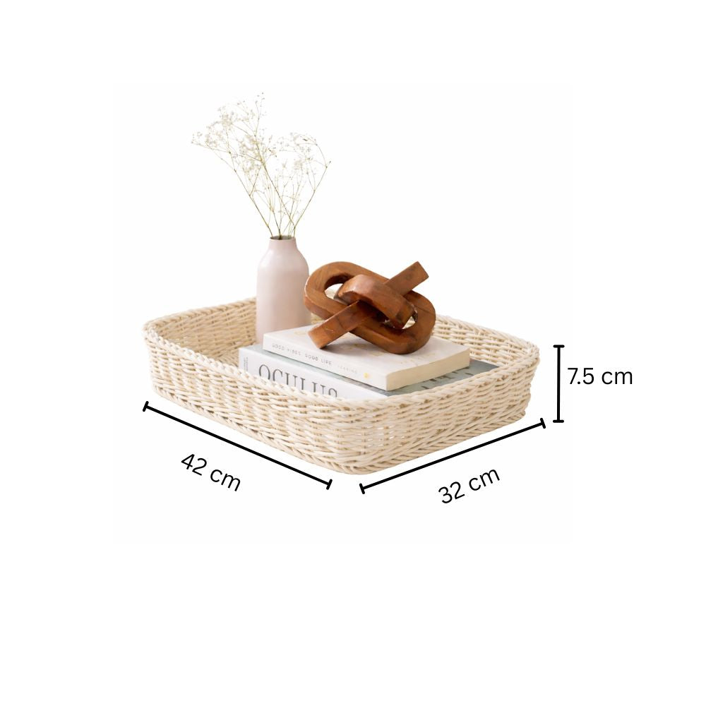 Tate Rectangular Basket Large - Ivory