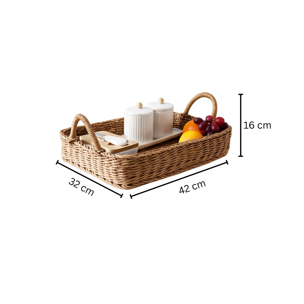 Alma Rectangular Basket with Handles Large - Khaki