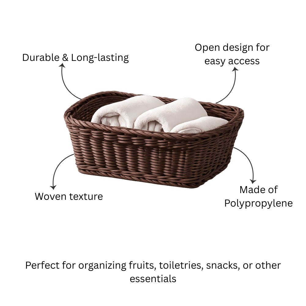 Cesta Rectangular Basket Large - Dark Brown