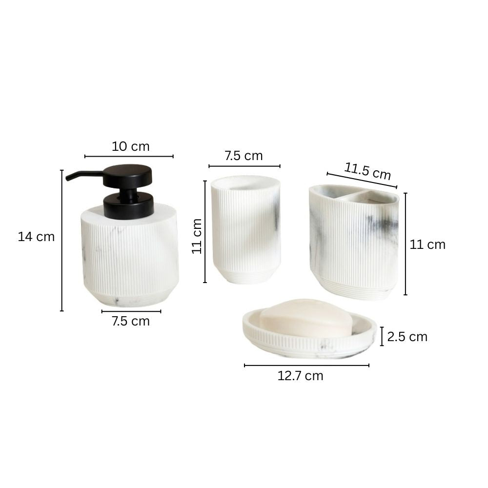 Klar 4-piece Bathroom Set - Marbled White