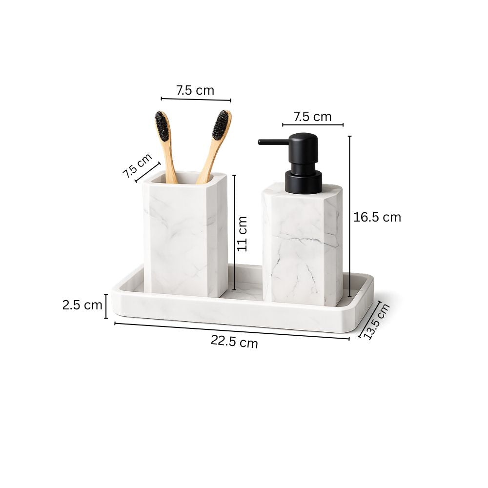 Puro 3-piece Bathroom Set - Marbled White