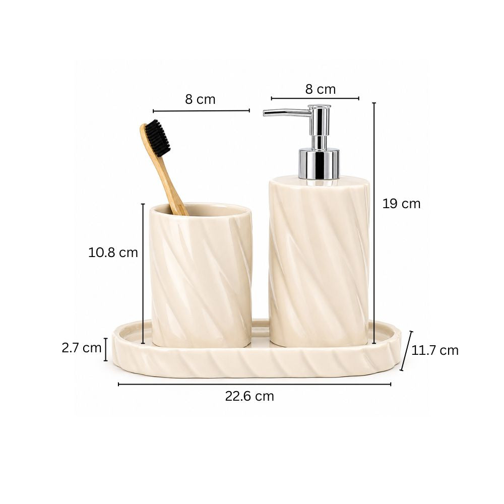 Swirl 3-piece Bathroom Set - Cream