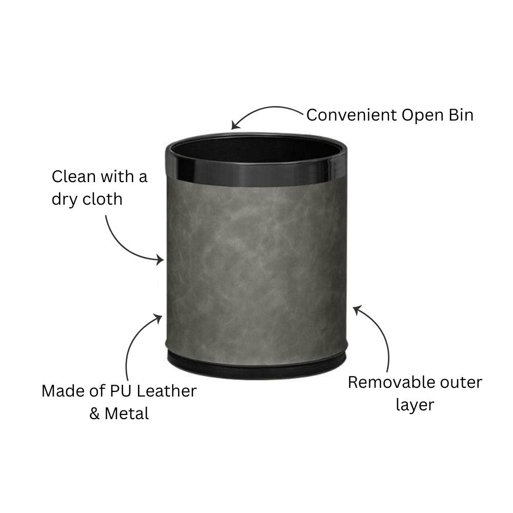Textured Waste Bin 10L - Grey & Dark Steel