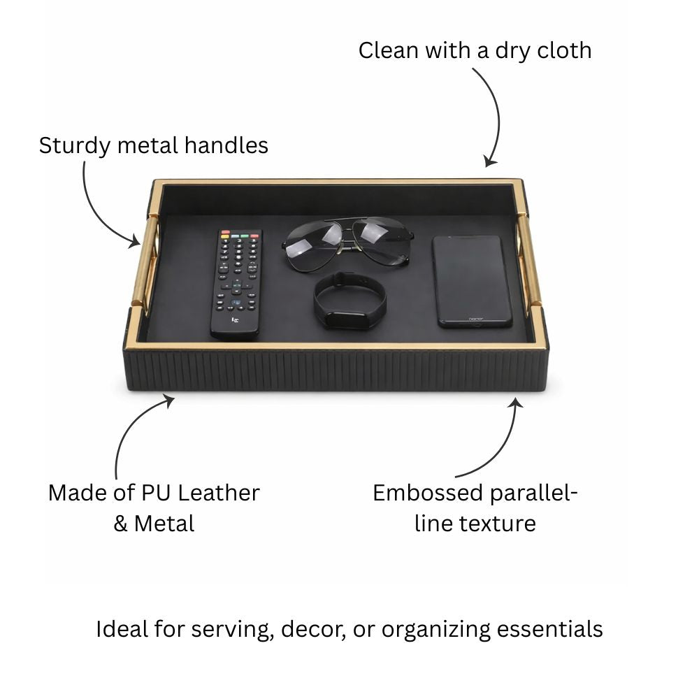 Alden Serving Tray - Black & Gold
