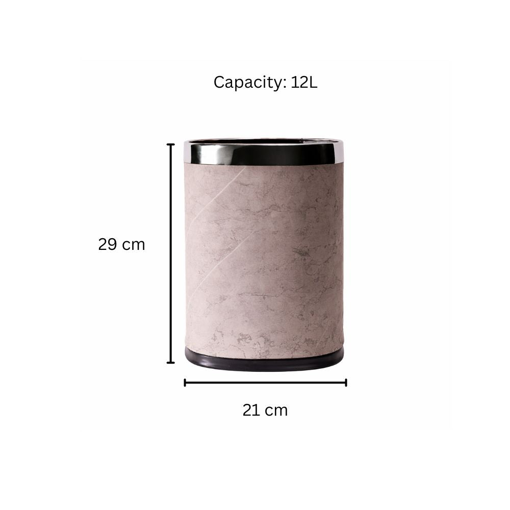 Textured Sqround Waste Bin 12L - Grey & Silver