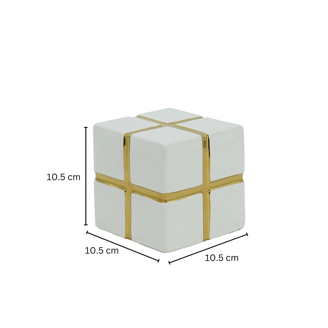 Cross Cube Decorative Sculpture Medium - White Gold