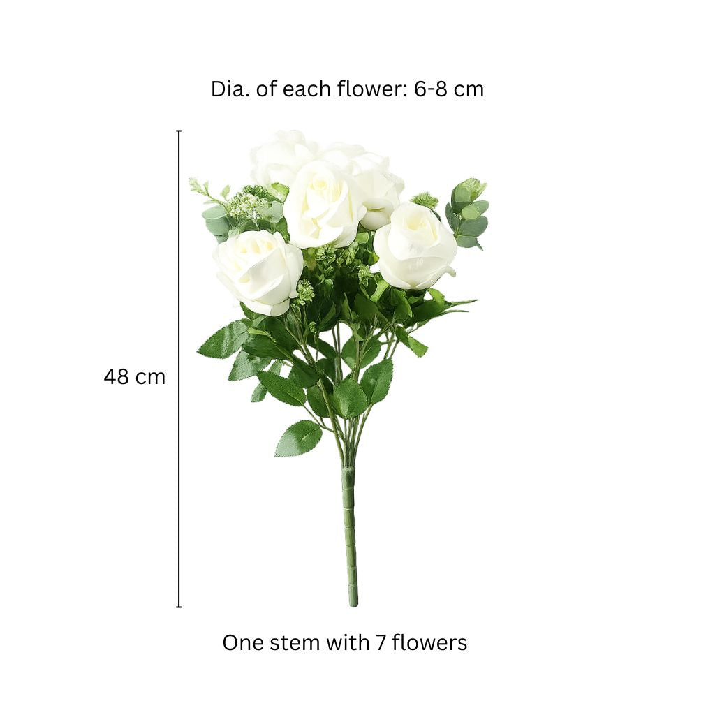 Merlin Roses Faux Stem - White