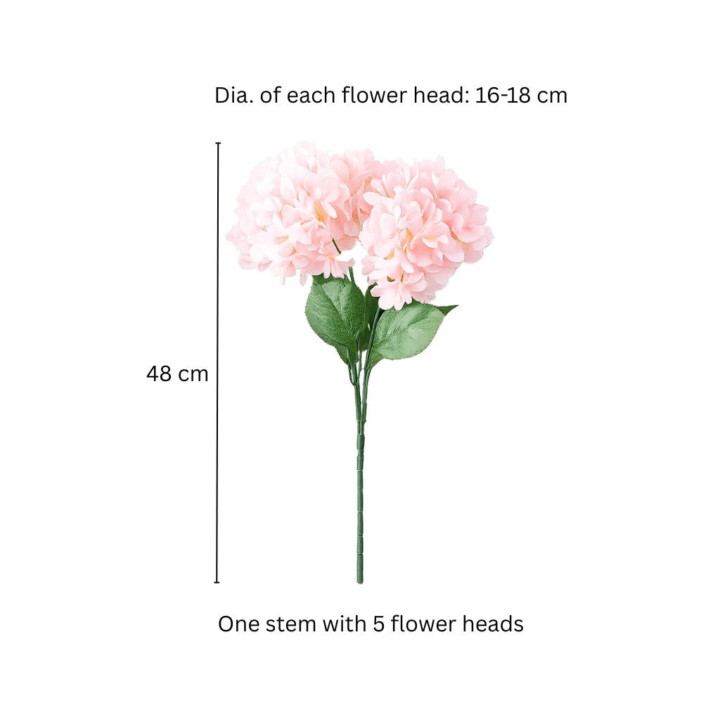 Lacecap Hydrangeas Faux Stem - Light Pink