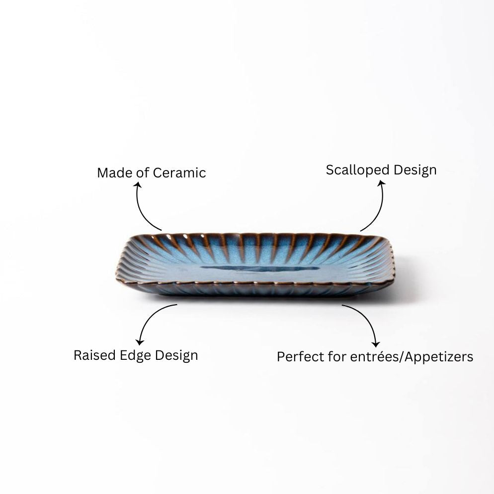 Mara Rectangular Plate - Deep Blue