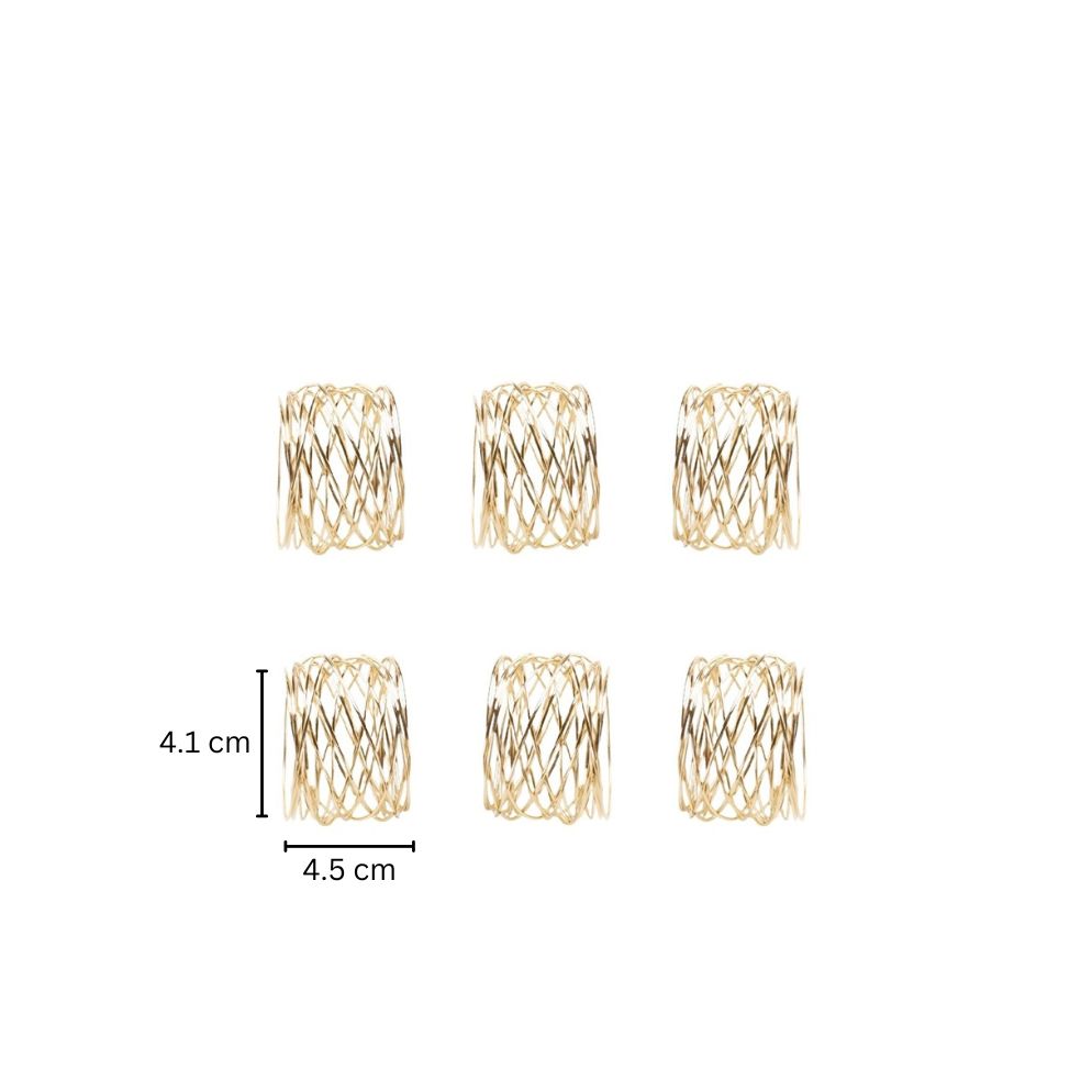 Mesh Napkin Rings, Set of 6 - Gold