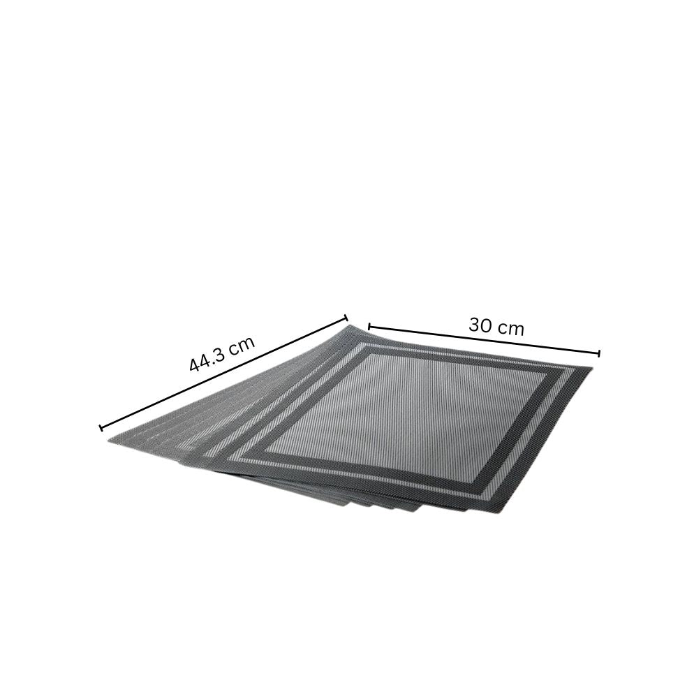 Mesh Rectangular Placemats, Set of 6 - Grey