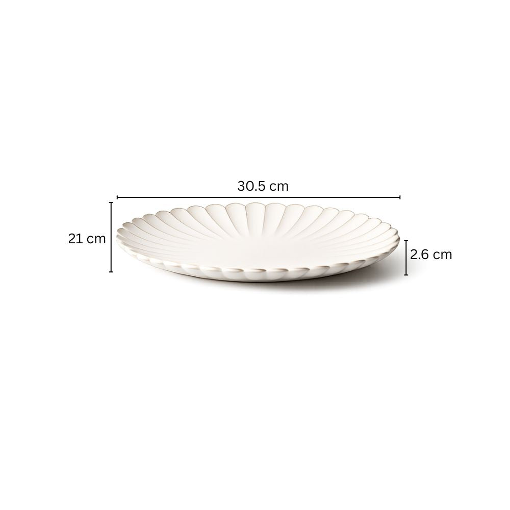Scallop Oval Plate - Ivory