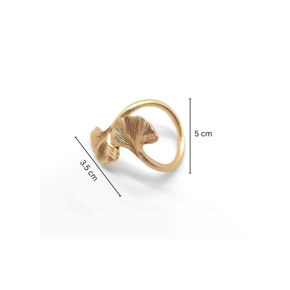 Gingko Napkin Rings, Set of 6 - Gold