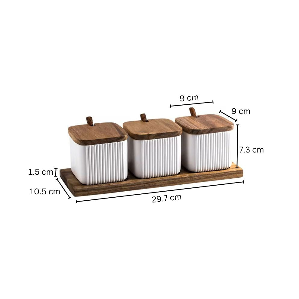 Ceramic Trio Condiment Set - White