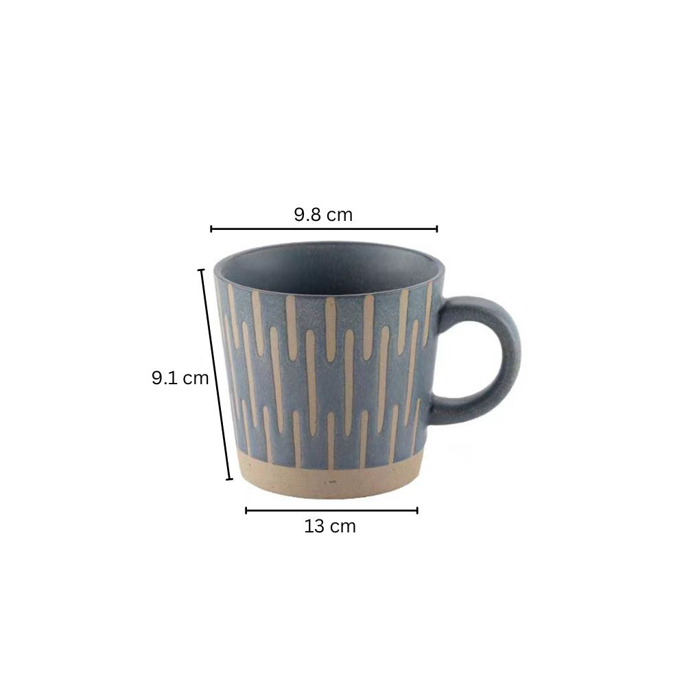 Ceramic Tapered Mug Lines - Rustic Blue