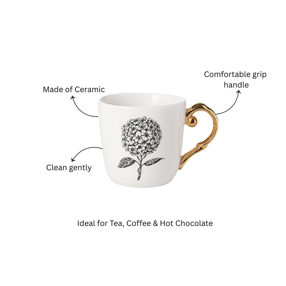 Flora Ceramic Mug White - Hydrangea
