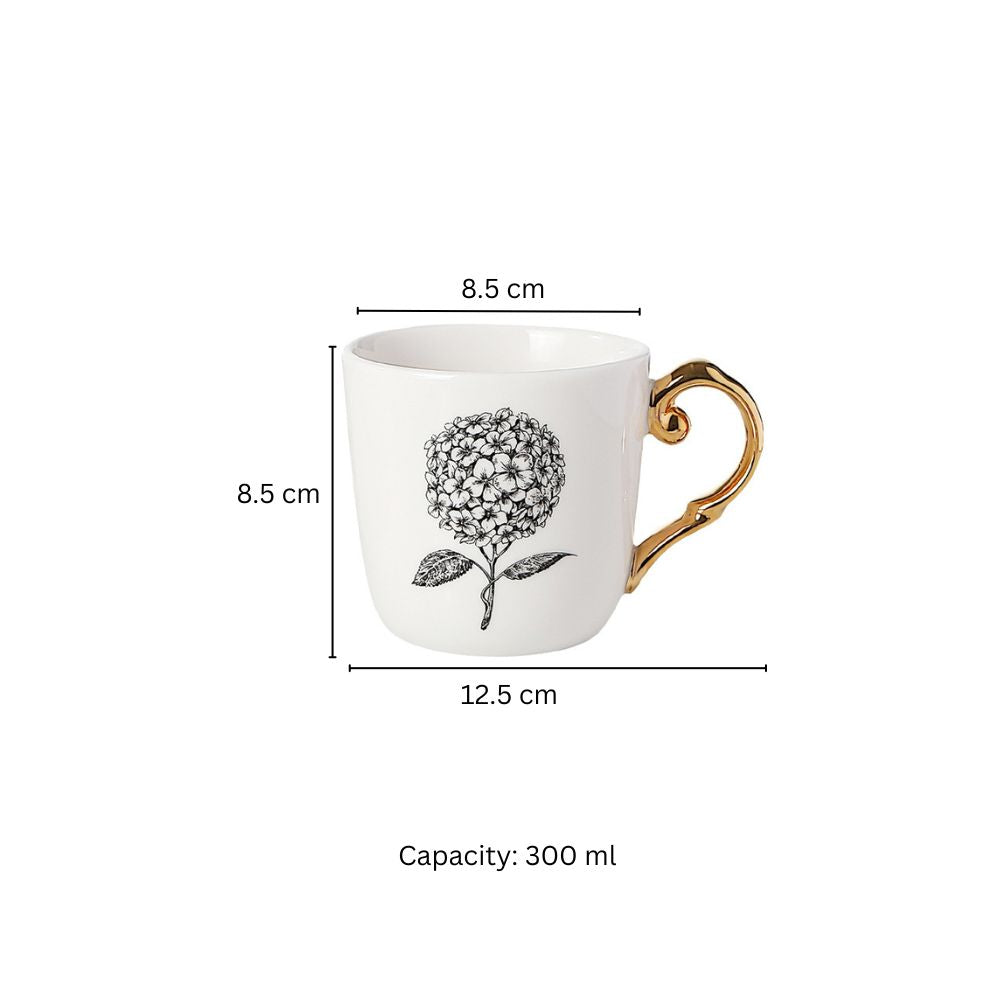 Flora Ceramic Mug White - Hydrangea