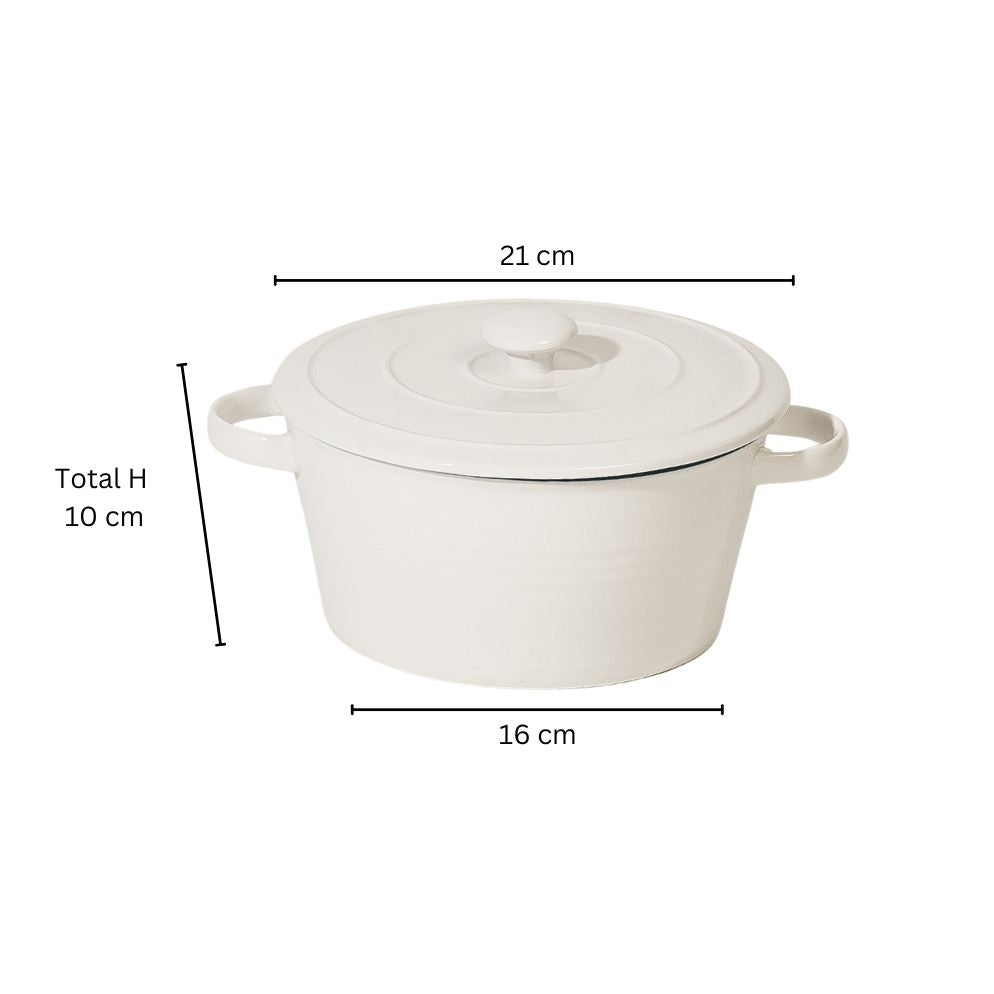Ceramic Serving Pot With Lid Medium - White