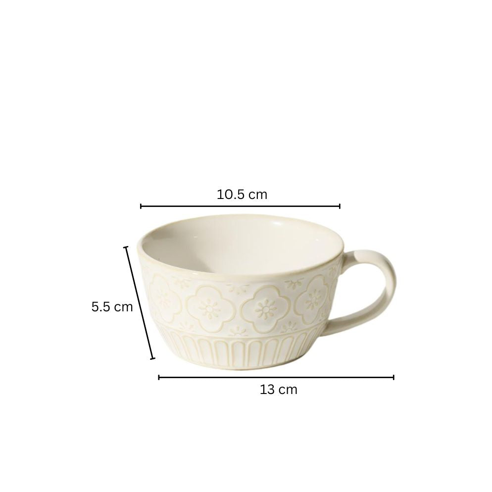 Mosaic Ceramic Tea Cup - Chiffon White
