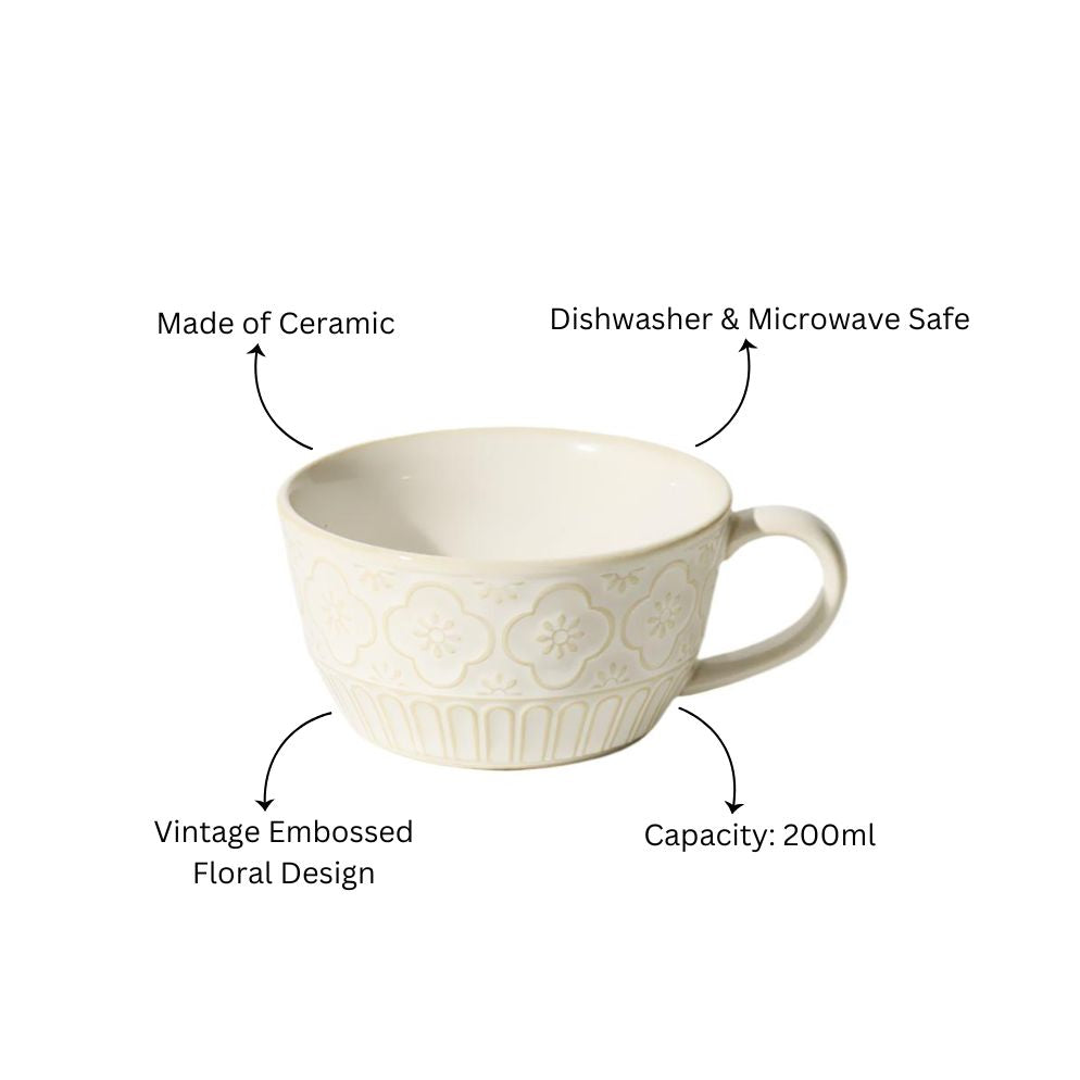 Mosaic Ceramic Tea Cup - Chiffon White