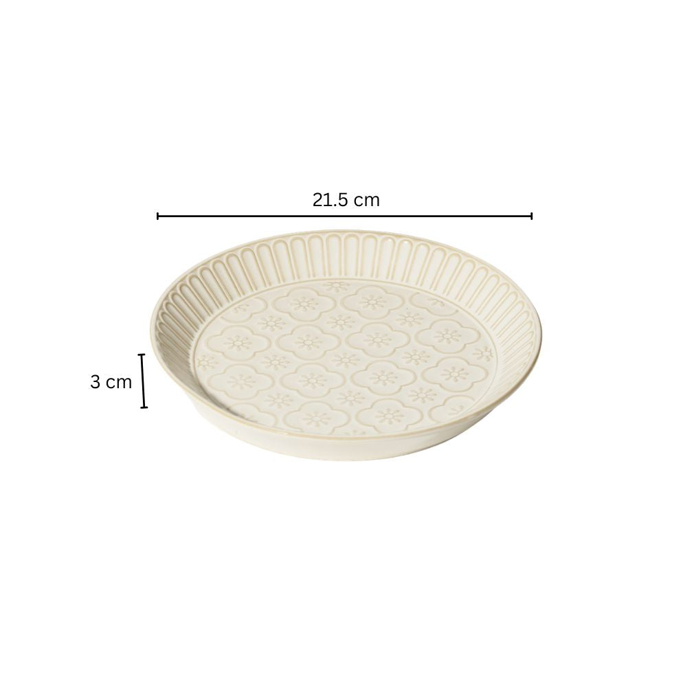 Mosaic Ceramic Medium Plate - Chiffon White