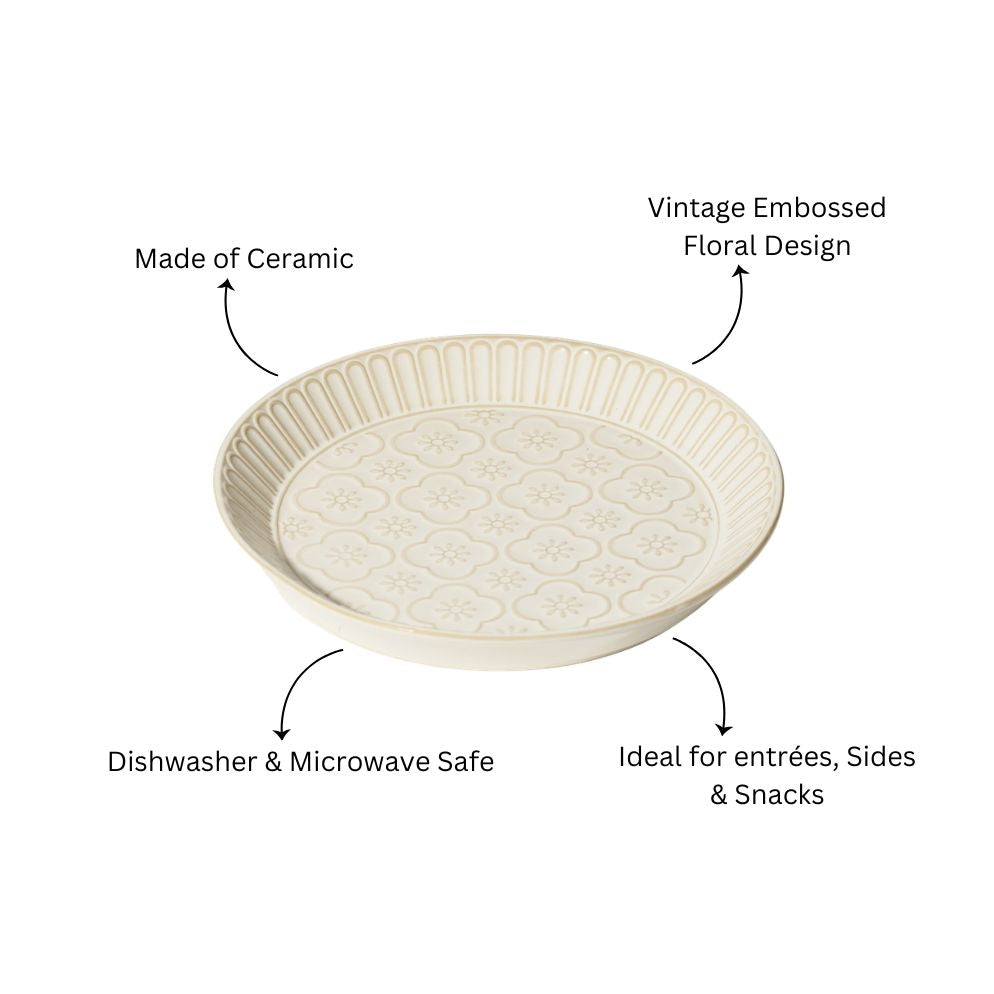 Mosaic Ceramic Medium Plate - Chiffon White