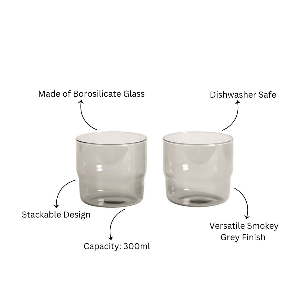 Menlo Short Tumblers, Set of 2 - Smoke Grey