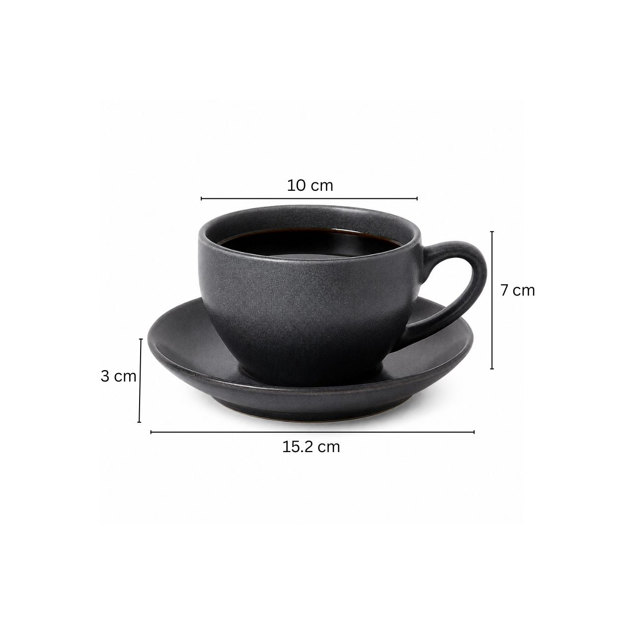 Amici Ceramic Cup and Saucer Set - Slate Grey