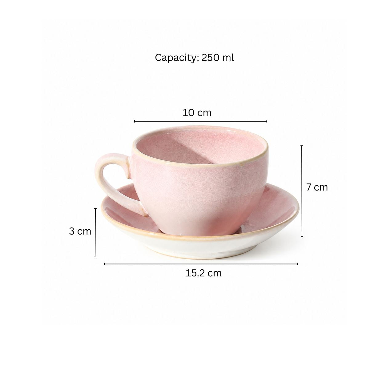 Amici Ceramic Cup and Saucer Set - Light Pink