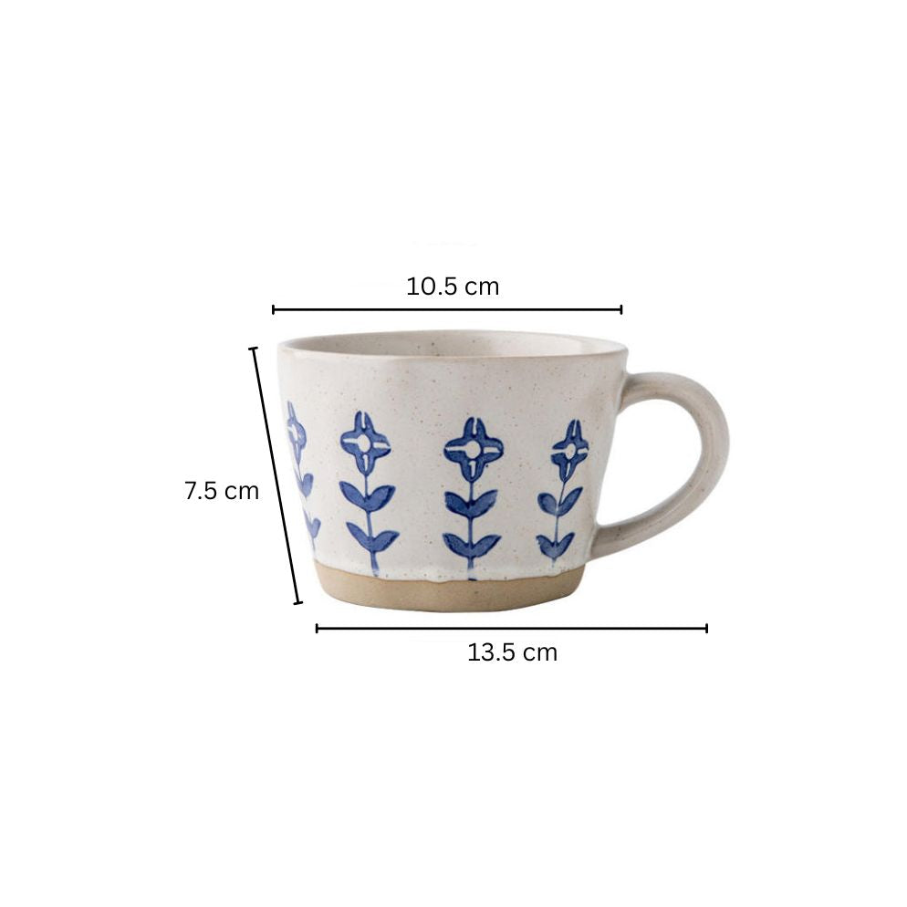 Ceramic Large Cup - Blue Flowers