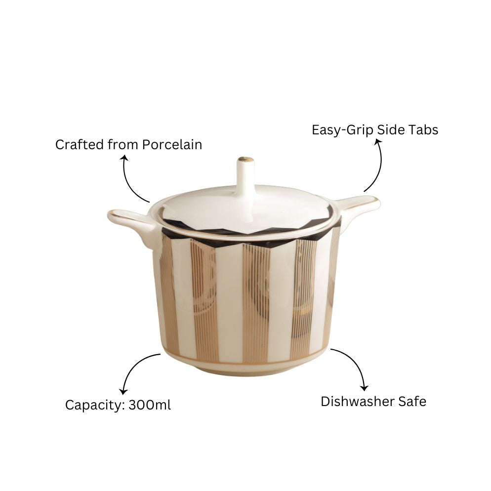 Cirque Sugar Bowl with Lid - White Gold