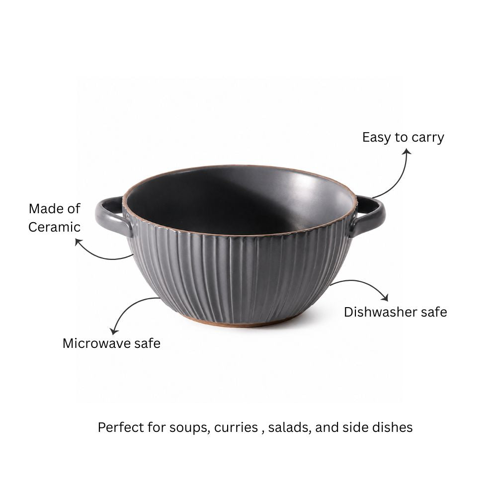 Isla Serving Bowl with Handles - Dark Grey