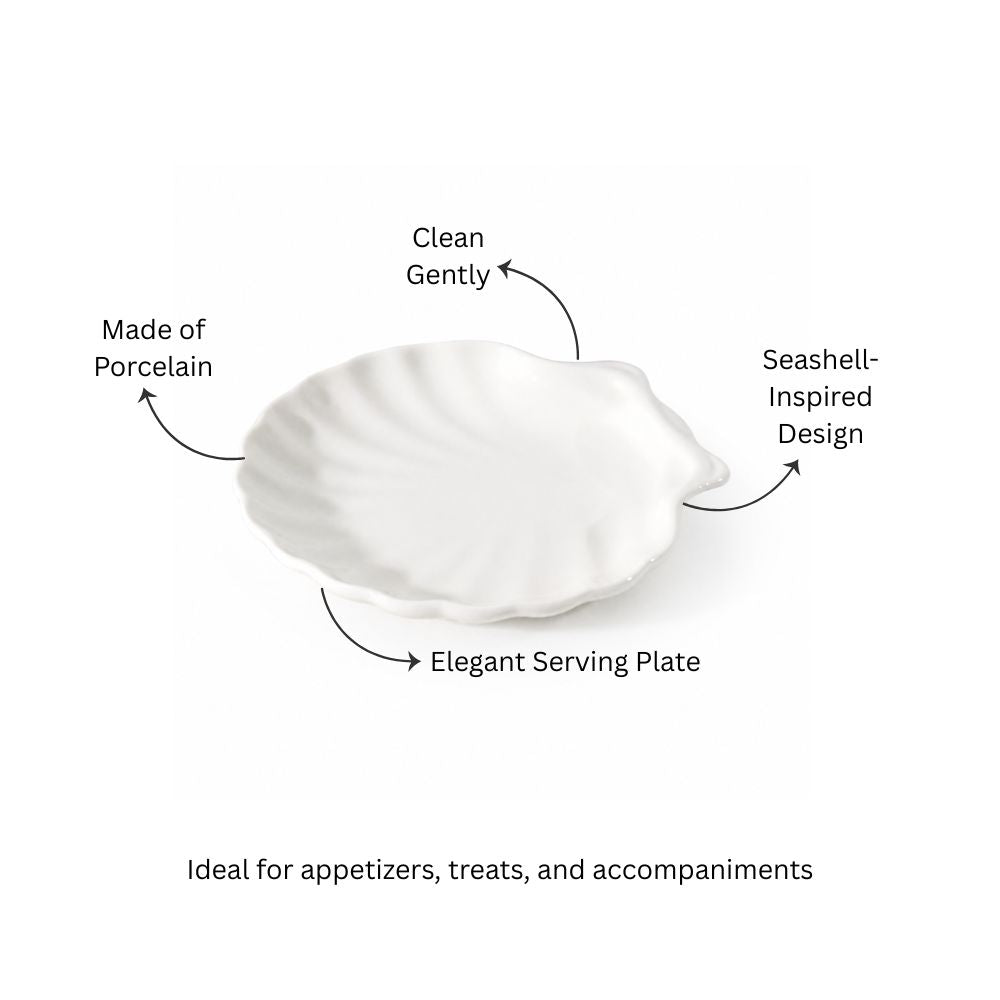 Seashell Porcelain Small Plate - White
