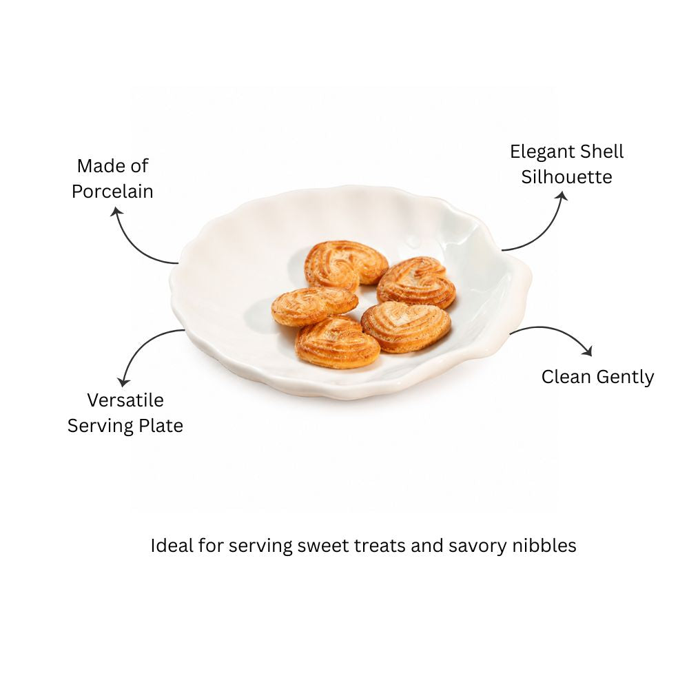 Seashell Porcelain Dessert Plate - White