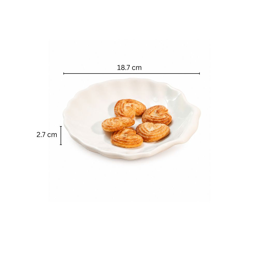 Seashell Porcelain Dessert Plate - White