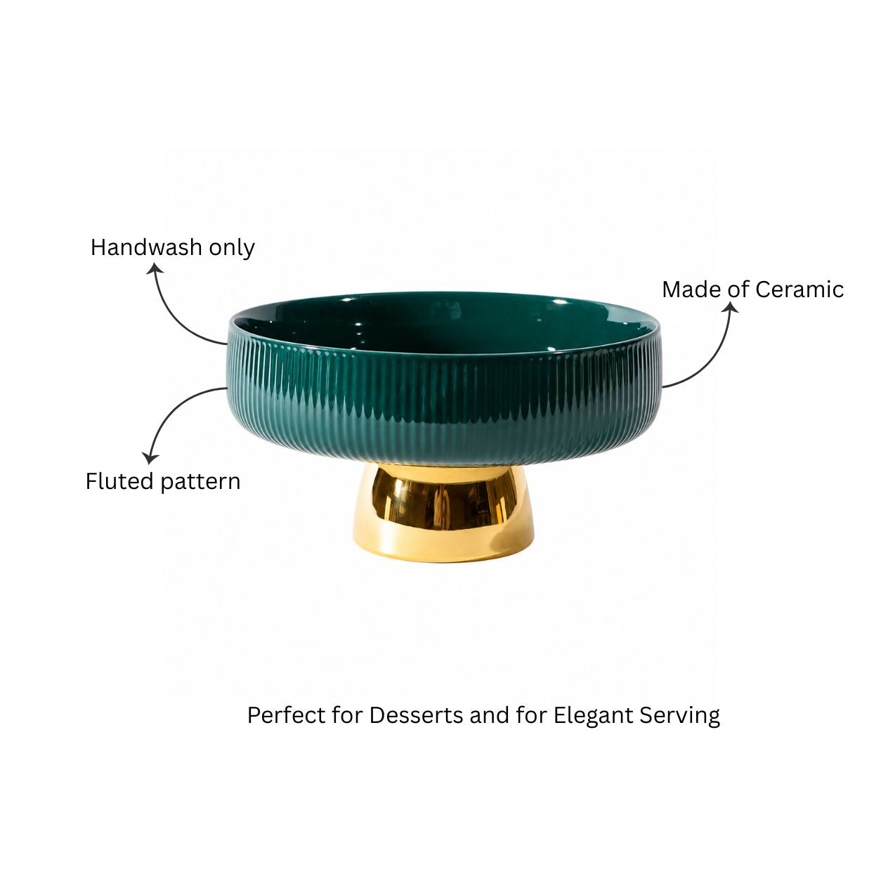 Aura Elevated Ceramic Bowl Medium - Emerald Gold