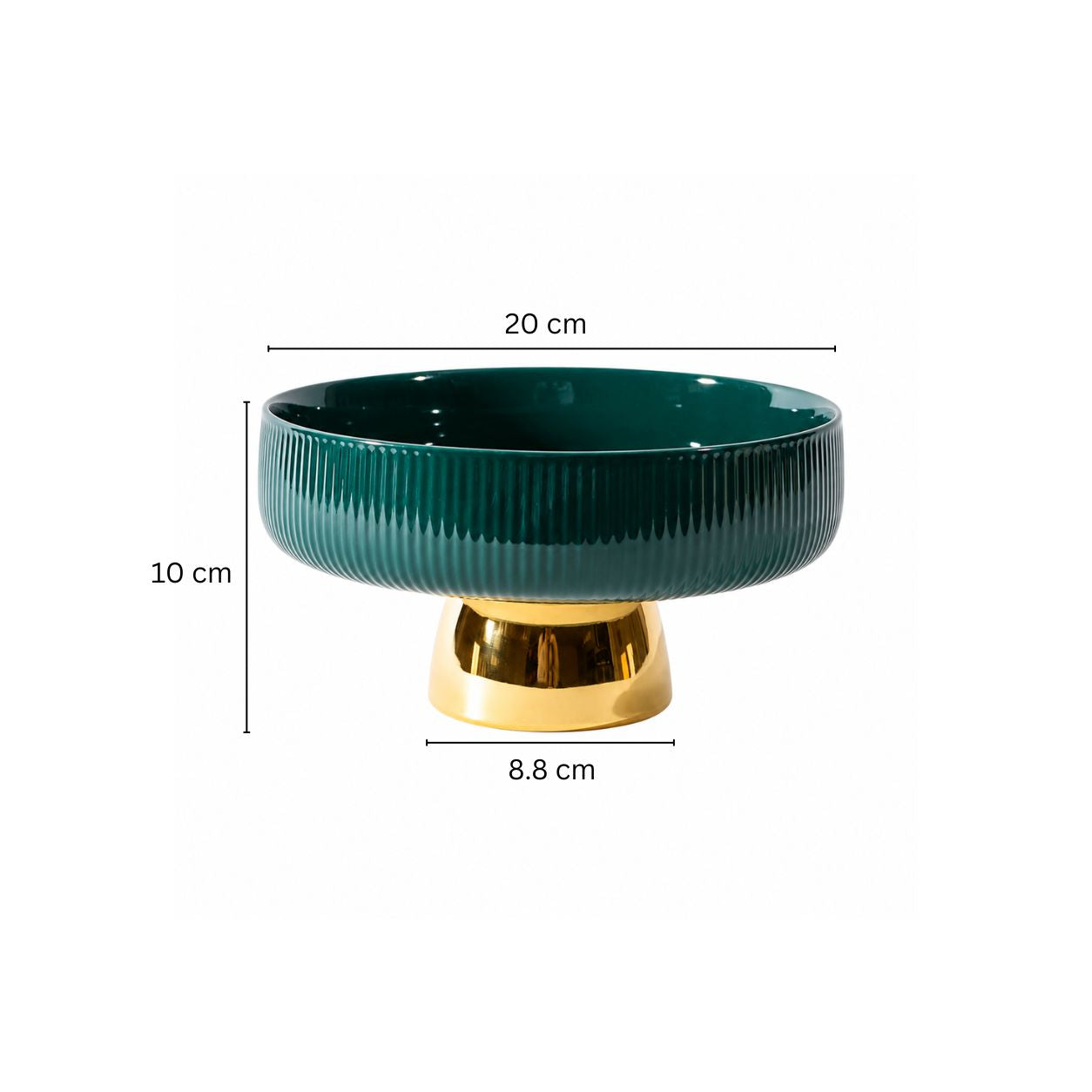 Aura Elevated Ceramic Bowl Medium - Emerald Gold
