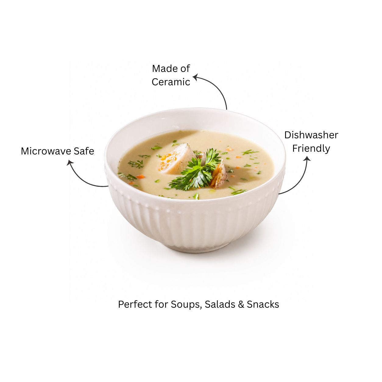 Aria Ceramic Medium Bowl - White