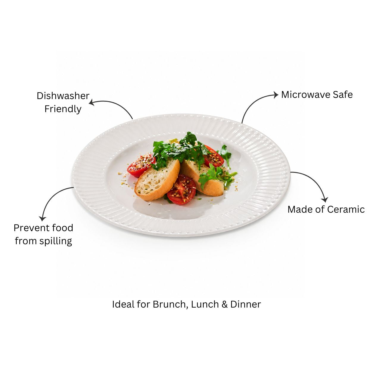 Aria Ceramic Dinner Plate - White