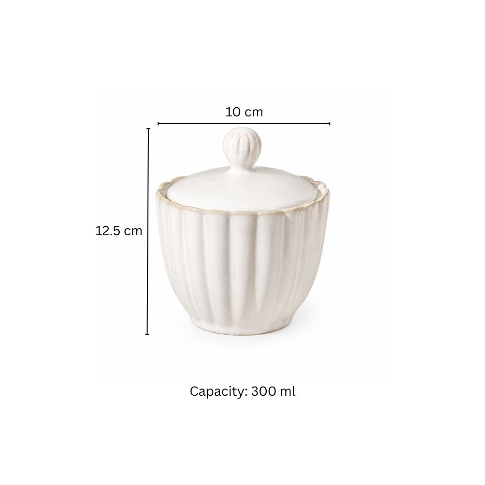 Scallop Sugar Jar - Ivory