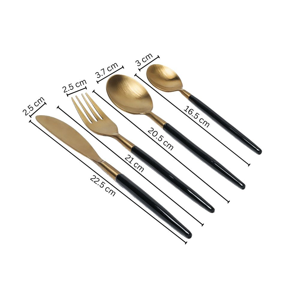 Dual 24-piece Cutlery Set - Black Gold