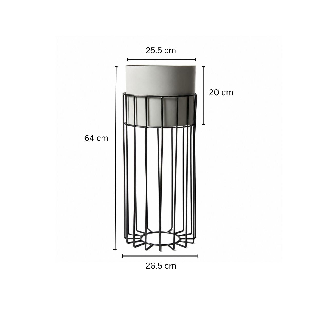 Merlin Indoor Metal Planter with Stand - Matte Grey