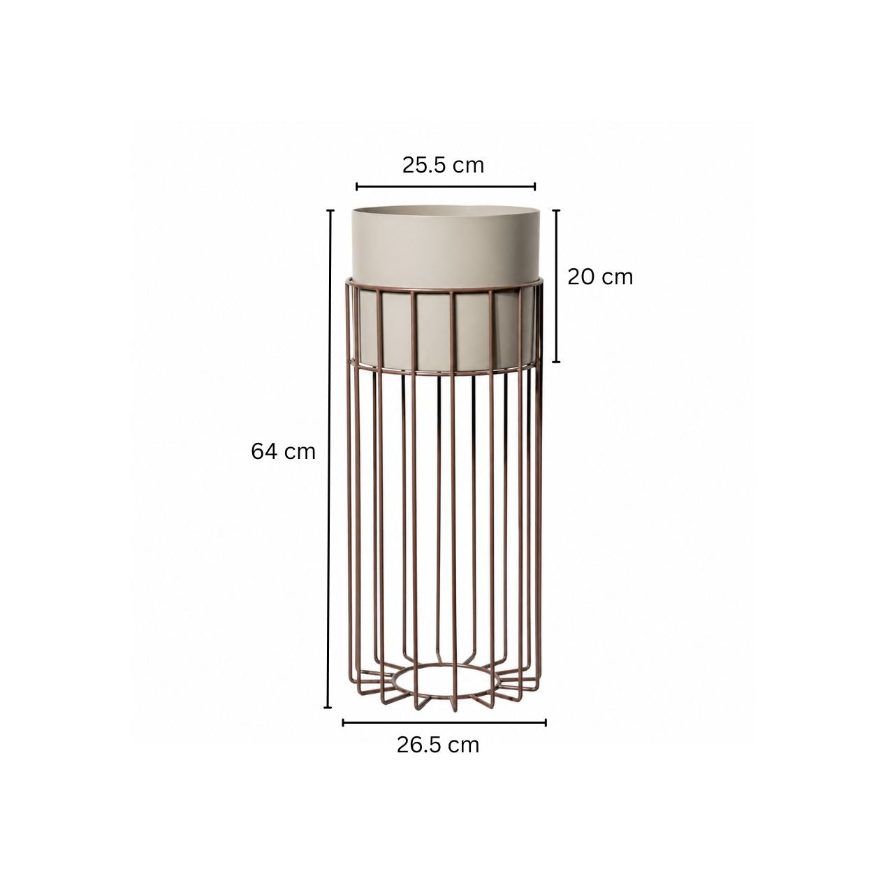 Merlin Indoor Metal Planter with Stand - Matte Taupe