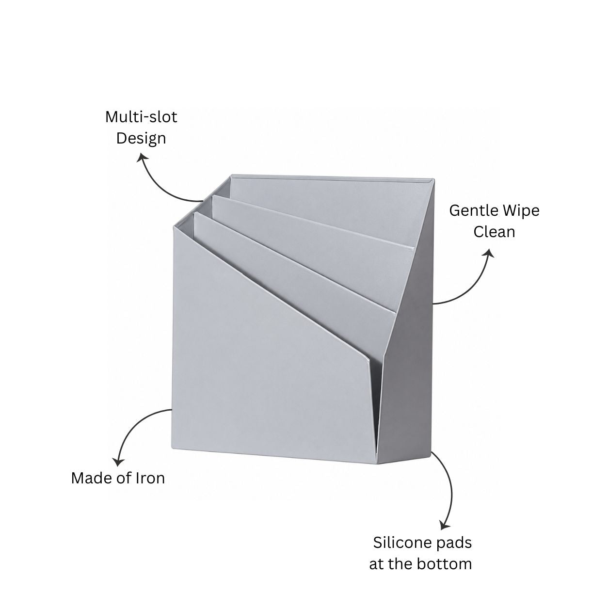 Retro Metal Magazine Holder - Grey